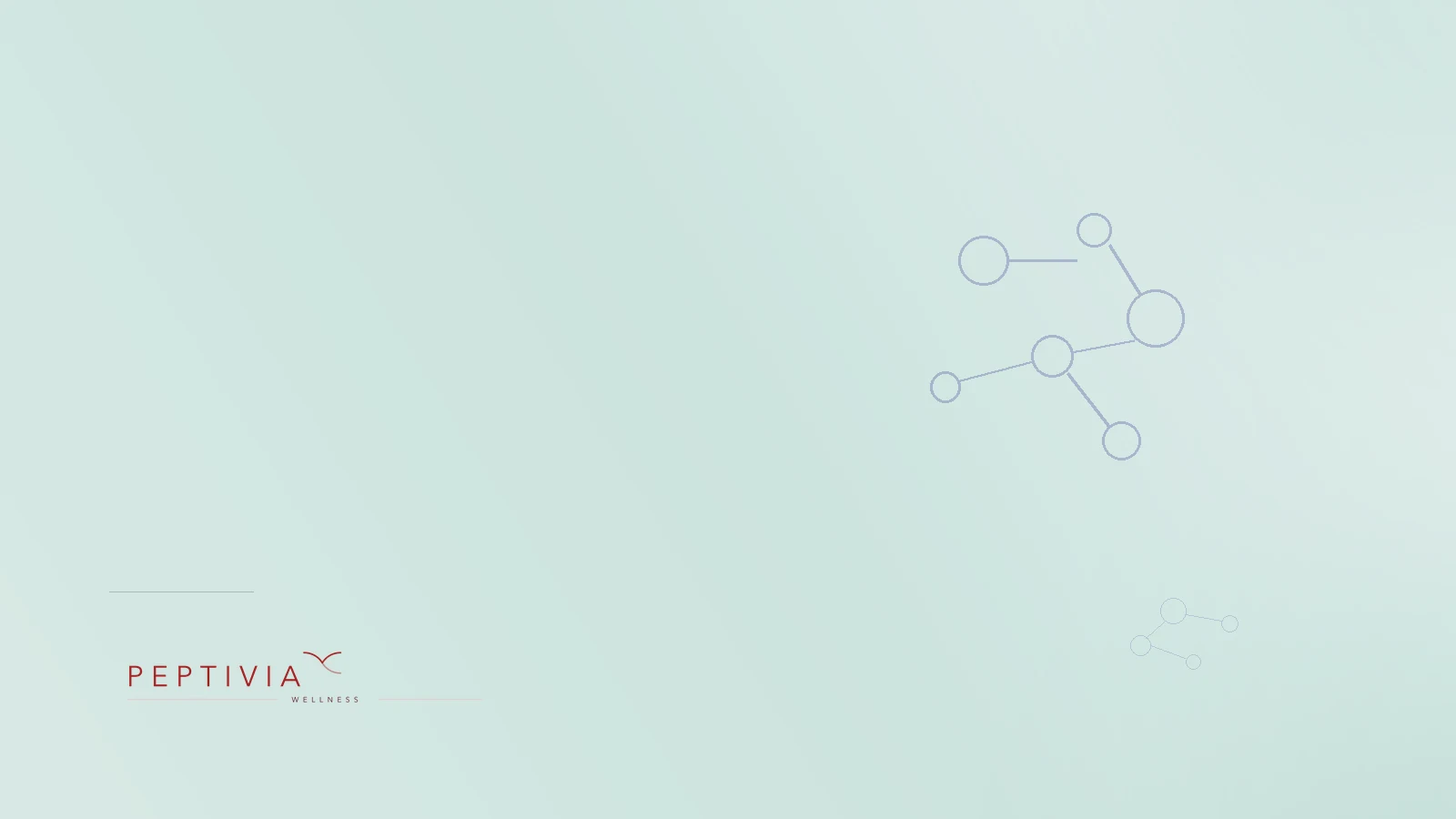 Ilustrasi molekul Peptivia dengan gradasi hijau mint lembut untuk artikel BPC-157 dan TB-500