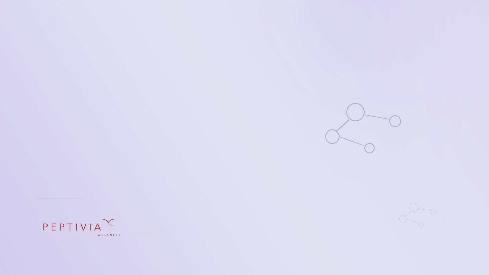 Ilustrasi molekul Peptivia dengan gradasi lilac lembut untuk artikel pengertian peptide
